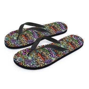 Airbrush Graffiti Print Men's Flip Flops | Newhawaiianshirts CA