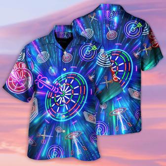 All Over Print Dart Neon Sign Bright Royal Hawaiian Shirt, Idea Gift for Dart Player | Newhawaiianshirts CA