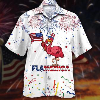 All Over Print Flamingo Hawaiian Shirts For Men And Woman, Happy Independence'S Day Flamerica Aloha Beach Shirt | Newhawaiianshirts AU