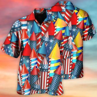 All Over Print Happy Independence Day Firework All Printed Hawaiian Shirt | Newhawaiianshirts AU