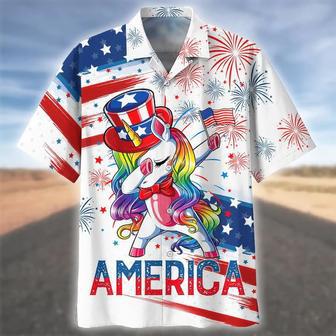 All Over Print Unicorn Color Hawaiian Shirt, Happy Independence Day Unicorn Shirt | Newhawaiianshirts AU