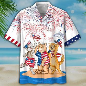 American Shorthair Shirt, Independence Day Is Coming, Cat Aloha Beach Shirt, Cat Patriotic American Hawaii Shirt | Newhawaiianshirts AU