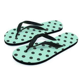 Aqua And Black Polka Dot Men's Flip Flops | Newhawaiianshirts UK