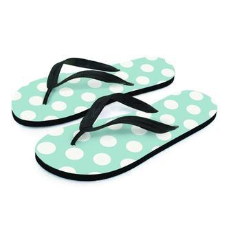 Aqua Polka Dot Men's Flip Flops | Newhawaiianshirts CA