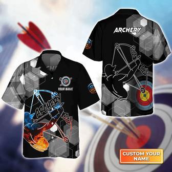 Archery Summer Short Sleeve Shirts Personalized Name Target Bow Hawaiian Shirt, Gift For Archer Sport Lovers, Gift For Archer | Newhawaiianshirts