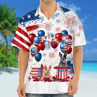 Australian Cattle Independence Day Hawaiian Shirt, Dog Hawaii Beach Shirt Short Sleeve For Of July | Newhawaiianshirts AU