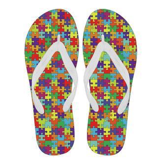 Autism Awareness Merchandise Pattern Print Men Flip Flops | Newhawaiianshirts AU