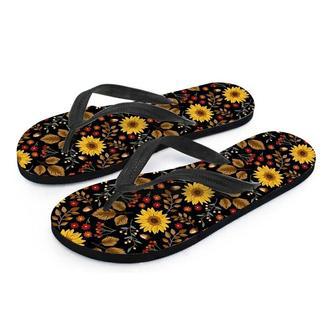 Autumn Sunflower Men's Flip Flops | Newhawaiianshirts CA