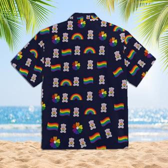 Bear Pride Hawaiian Shirt For LGBT, LGBT Rainbow Flag Hawaiian Shirts, Heart Rainbow Color Hawaiian Full Printed Shirt | Newhawaiianshirts AU