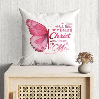 Bible Verse Pillow - Jesus Pillow - Butterfly Pillow - Gift For Christian - I Can Do All Things Through Christ Philippians 4:13 Pillow - Monsterry CA
