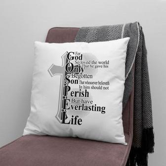 Bible Verse Pillow - Jesus Pillow - Christian, Cross Pillow - Gift For Christian - John 3:16 For God So Loved The World Pillow - Monsterry