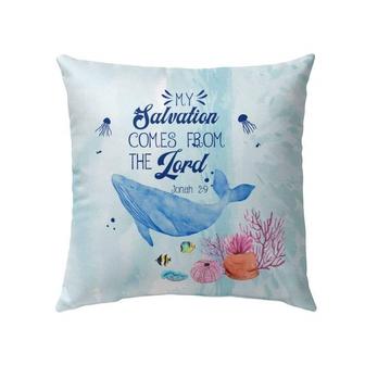 Bible Verse Pillow - Jesus Pillow - Dolphin, Sea Animals Pillow - Gift For Christian - My Salvation Comes From The Lord Jonah 2:9 Pillow - Monsterry