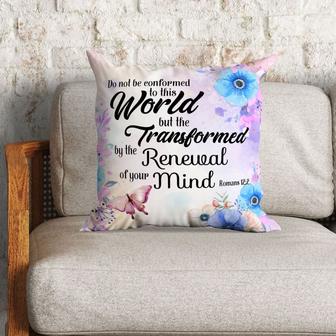 Bible Verse Pillow - Jesus Pillow - Floral Butterfly Art Pillow - Gift For Christian - Romans 12:2 Do Not Be Conformed To This World Throw Pillow - Monsterry UK