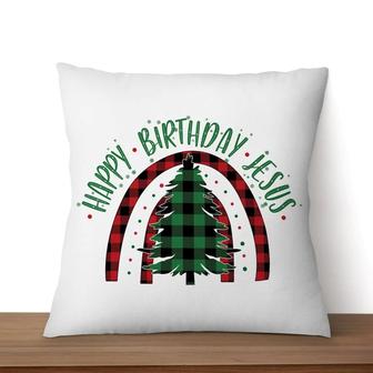 Bible Verse Pillow - Jesus Pillow - Gift For Christian - Happy Birthday Jesus Christmas Tree Pillow - Monsterry