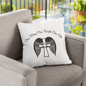 Bible Verse Pillow - Jesus Pillow - Gift For Christian - One Way One Truth One Life Christian Pillow - Monsterry