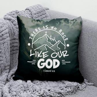 Bible Verse Pillow - Jesus Pillow - Mountain Drawing Pillow - Gift For Christian - There Is No Rock Like Our God 1 Samuel 2:2 Throw Pillow - Monsterry DE