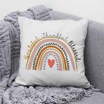 Bible Verse Pillow - Jesus Pillow - Rainbow Pillow - Gift For Christian - Grateful Thankful Blessed Pillow - Monsterry