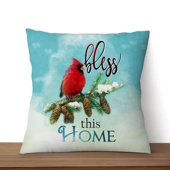 Bible Verse Pillow - Jesus Pillow - Red Cardinal Pillow - Gift For Christian - Bless This Home Pillow - Monsterry