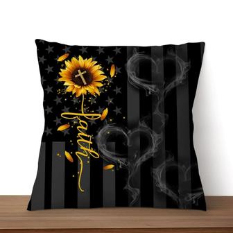 Bible Verse Pillow - Jesus Pillow - Sunflower, Cross Symbol- Gift For Christian - Faith Cross Sunflower Christian Pillow - Monsterry CA