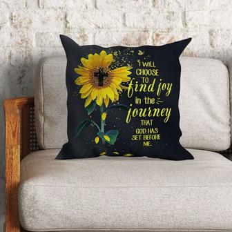 Bible Verse Pillow - Jesus Pillow - Sunflower, Cross Symbol - Gift For Christian- Choose To Find Joy In The Journey Pillow - Monsterry UK