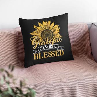 Bible Verse Pillow - Jesus Pillow - Sunflower Pillow - Gift For Christian - Grateful Thankful Blessed Christian Pillow - Monsterry