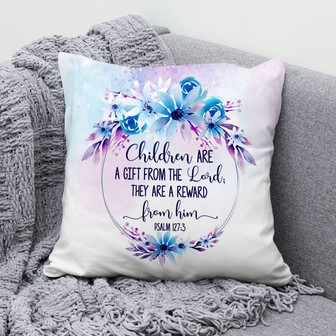 Bible Verse Pillow - Jesus Pillow - Wreath Pillow - Gift For Christan - Psalm 127:3 Children Are A Gift From The Lord Throw Pillow - Monsterry