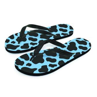 Black And Blue Cow Print Men's Flip Flops | Newhawaiianshirts UK