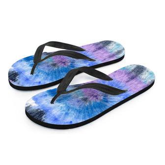 Black And Blue Tie Dye Men's Flip Flops | Newhawaiianshirts AU