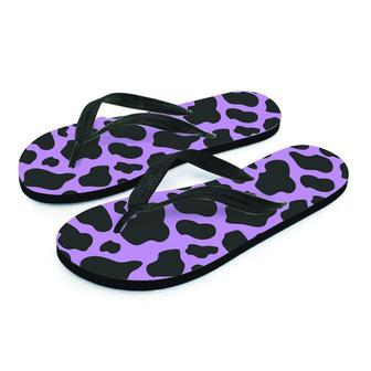 Black And Purple Cow Print Men's Flip Flops | Newhawaiianshirts