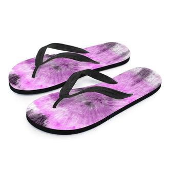 Black And Purple Tie Dye Men's Flip Flops | Newhawaiianshirts AU