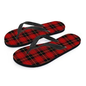 Black And Red Plaid Tartan Men's Flip Flops | Newhawaiianshirts DE