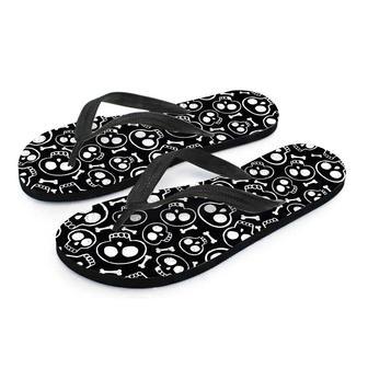 Black Cartoon Skull Men's Flip Flops | Newhawaiianshirts UK