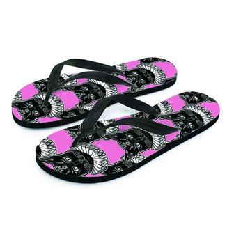 Black Cat Gothic Men's Flip Flops | Newhawaiianshirts DE