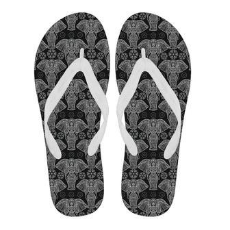 Black Elephant Mandala Print Men & Women Flip Flops | Newhawaiianshirts UK