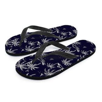 Black Palm Tree Hawaiian Print Men's Flip Flops | Newhawaiianshirts