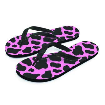 Black Pink Cow Print Men's Flip Flops | Newhawaiianshirts UK