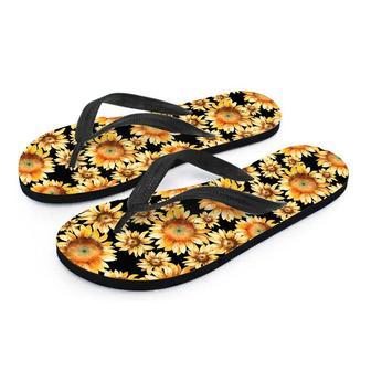 Black Sunflower Men's Flip Flops | Newhawaiianshirts UK