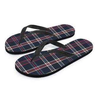 Black Tartan Plaid Men's Flip Flops | Newhawaiianshirts UK