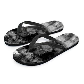 Black Tie Dye Men's Flip Flops | Newhawaiianshirts DE