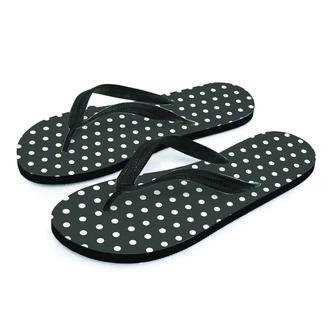 Black Tiny Polka Dot Men's Flip Flops | Newhawaiianshirts DE