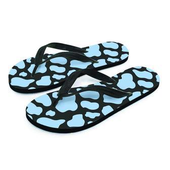 Blue And Black Cow Print Men's Flip Flops | Newhawaiianshirts DE