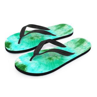 Blue And Green Tie Dye Men's Flip Flops | Newhawaiianshirts CA