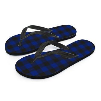 Blue Buffalo Plaid Men's Flip Flops | Newhawaiianshirts AU