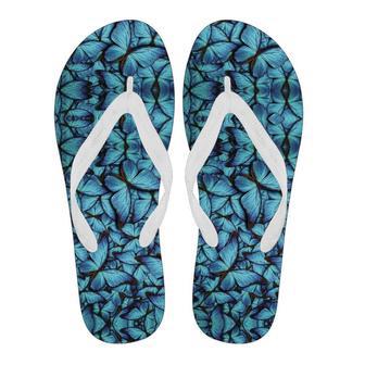 Blue Butterfly Pattern Print Men & Women Flip Flops | Newhawaiianshirts AU