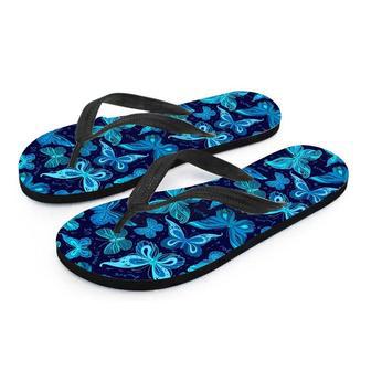 Blue Butterfly Print Men's Flip Flops | Newhawaiianshirts AU