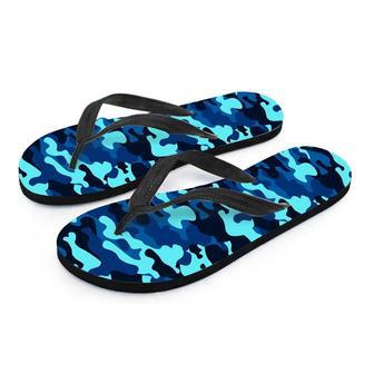 Blue Camoflage Print Men's Flip Flops | Newhawaiianshirts AU