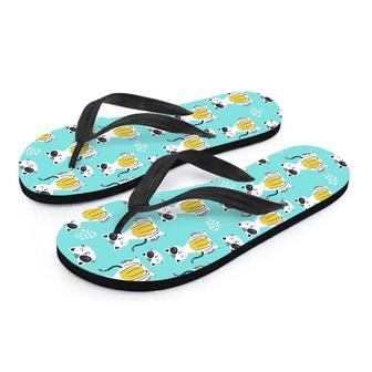 Blue Cat Print Men's Flip Flops | Newhawaiianshirts CA