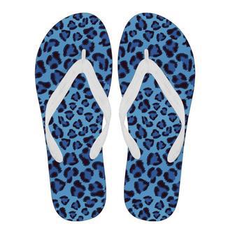 Blue Cheetah Leopard Pattern Print Men & Women Flip Flops | Newhawaiianshirts CA