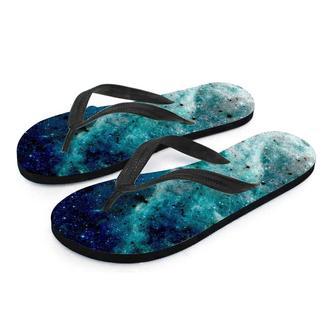 Blue Galaxy Space Men's Flip Flops | Newhawaiianshirts