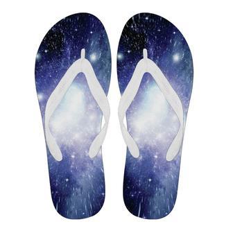 Blue Galaxy Space Stardust Print Men & Women Flip Flops | Newhawaiianshirts DE